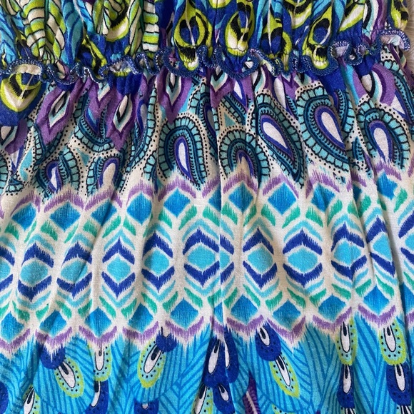 Colorful Peacock Print Mini Dress - Picture 3 of 3